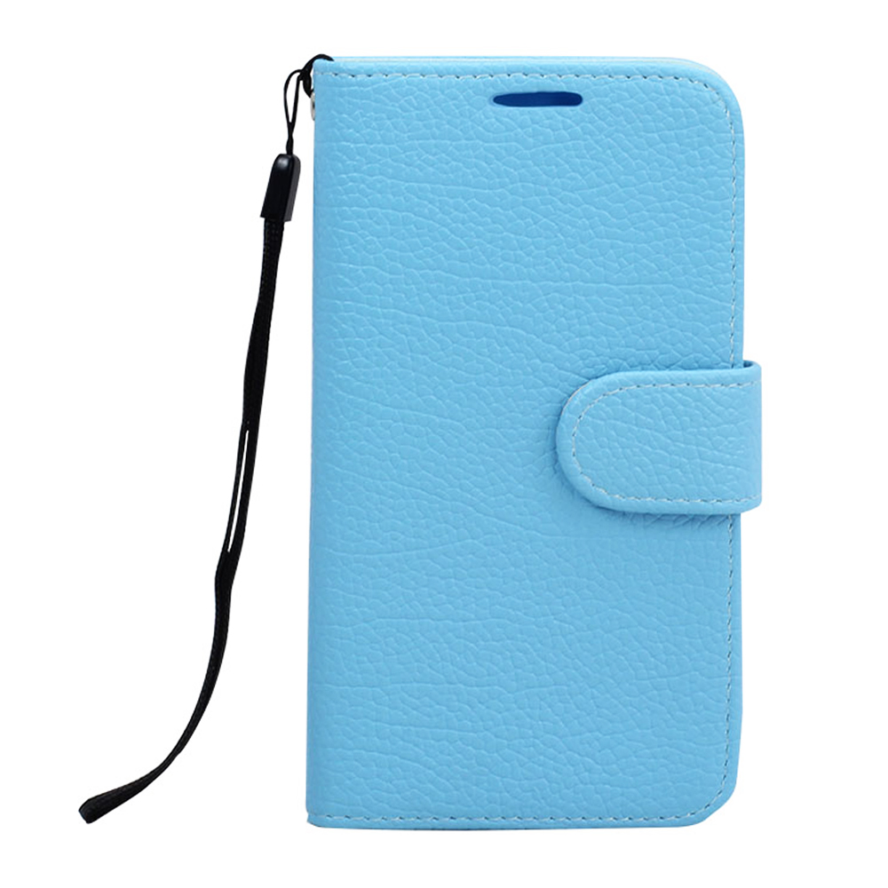 Samsung Galaxy S6 Classic Flip LEATHER WALLET Case with Strap (Blue)